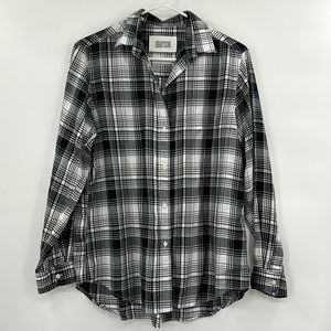 Grayson‎ by Frank & Eileen "The Hero" Black/White Lyocell Plaid Top Womens Sz 03